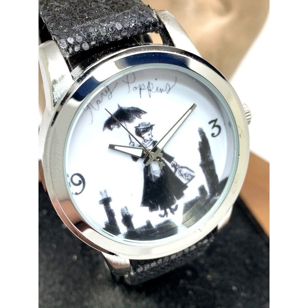 Disney Women's Watch Mary Poppins WDS000628 Quartz 38mm Black Leather Strap